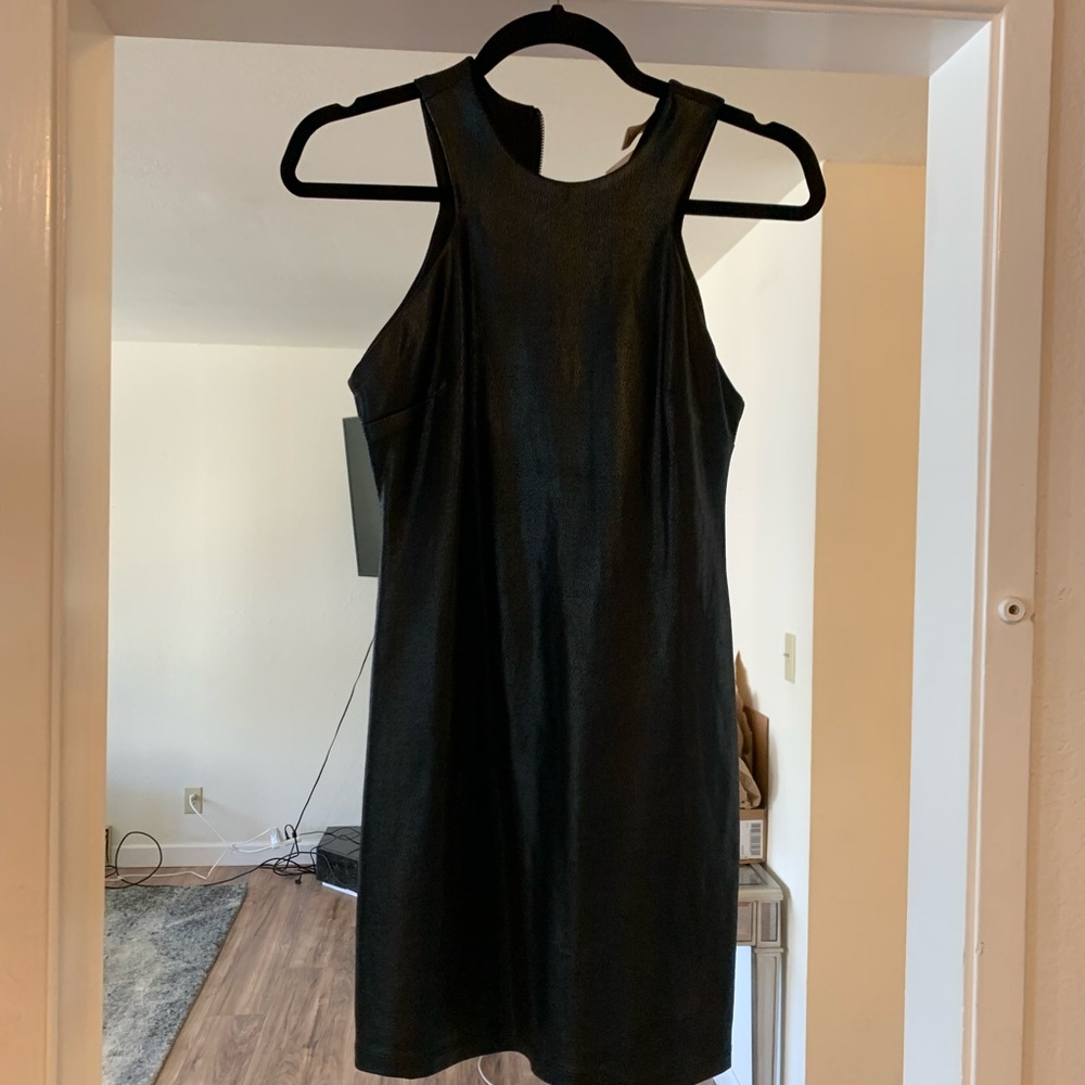 Black fake leather mini dress from Forever21